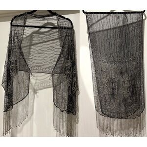 Vintage 1920s Gatsby Style Fully Beaded Shawl Art Deco Glass Beads Authentic